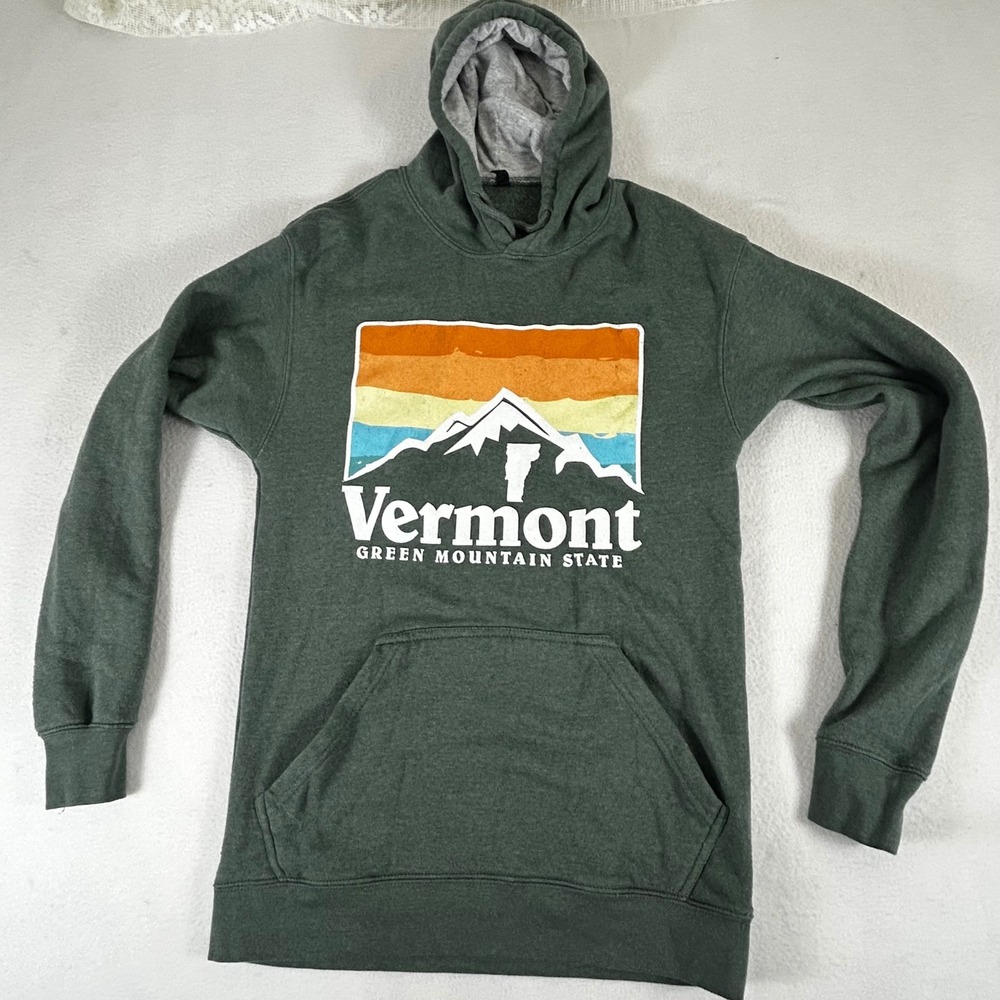 Kay Vermont Green Mountain State Graphic Hoodie Dark Green Mens Medium